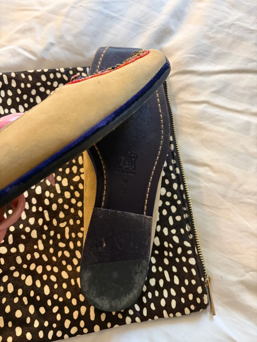 Fendi Tan Suede Beaded Mules with Multicolor Embellishment - Picture 9 of 12